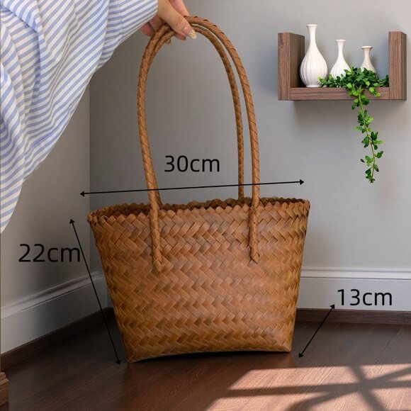 Handwork Handbags - ☀️  Woven Bamboo Handle Tote / Woven Hobo  small